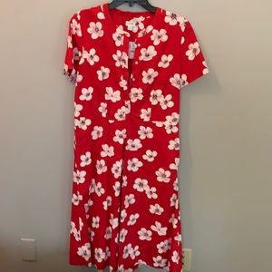 Cotton button down dress w/floral pattern.